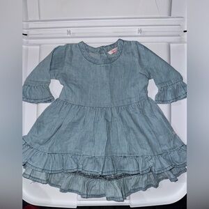 Ruffle Butts Denim Blue Dress with Ruffles